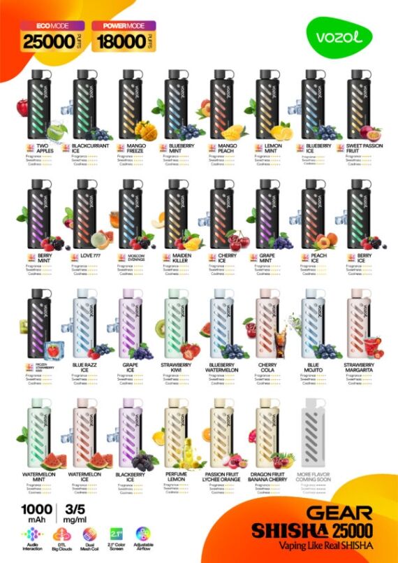 Vozol Gear Shisha 25000 Puffs Disposable Vape